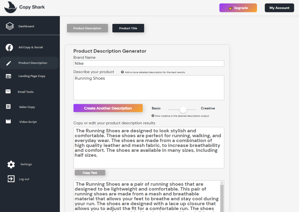 Copy Shark website screenshot