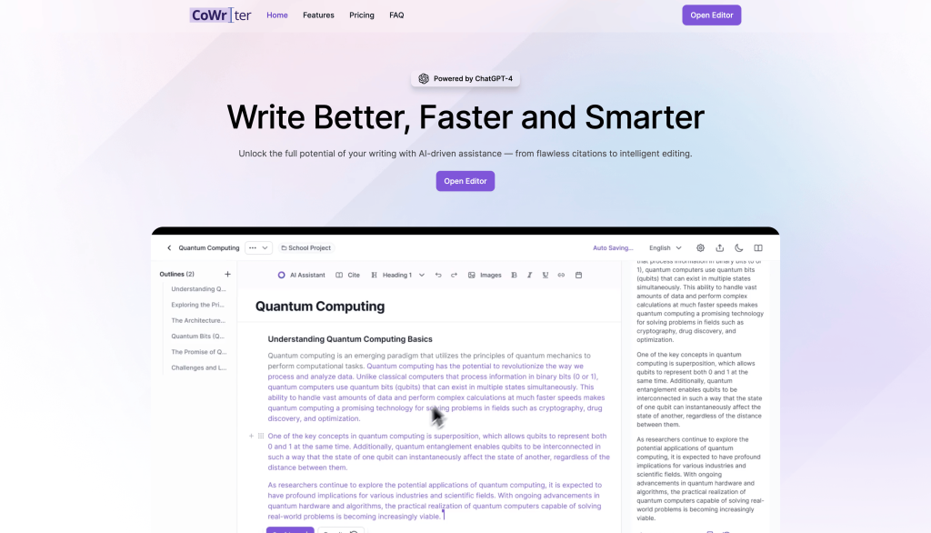 CoWriter website screenshot