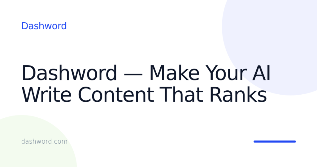 Dashword website screenshot