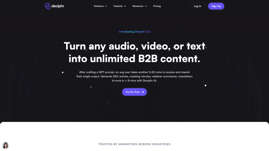 Deciphr website screenshot