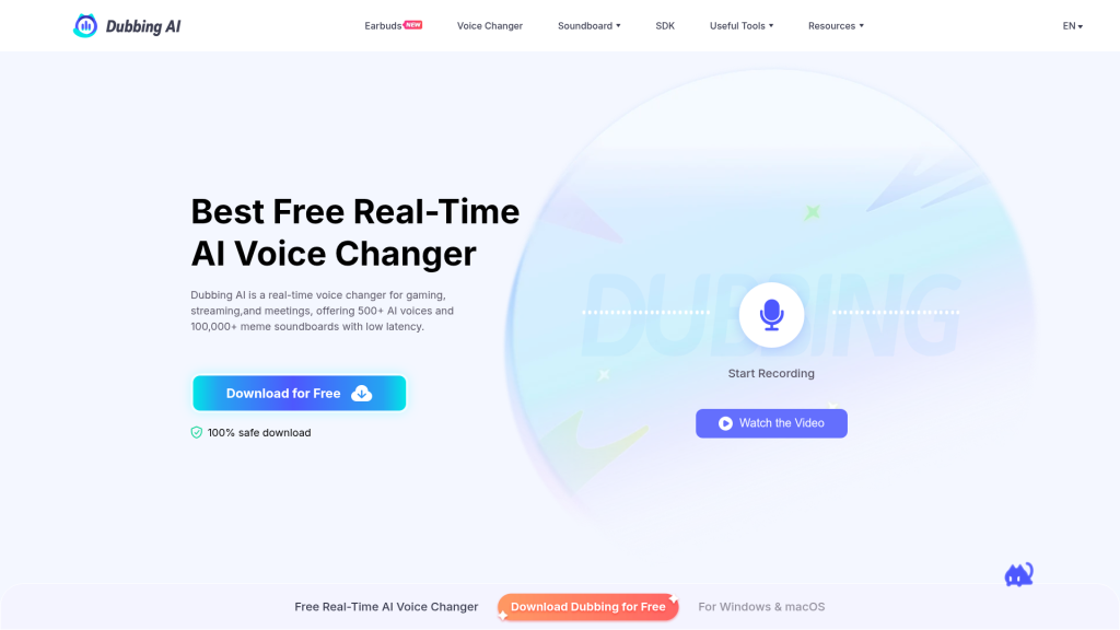 Dubbing AI website screenshot