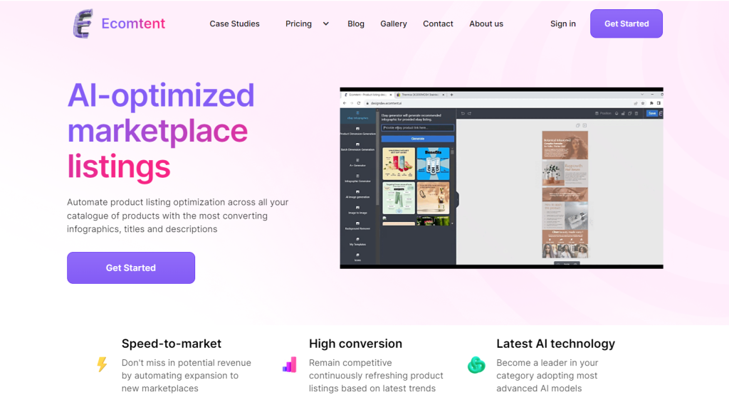 Ecomtent website screenshot