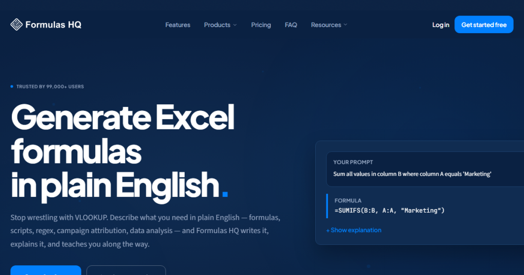 Formulas HQ website screenshot