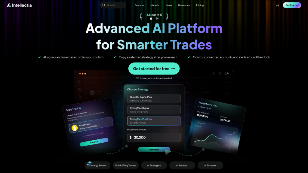 Intellectia AI website screenshot