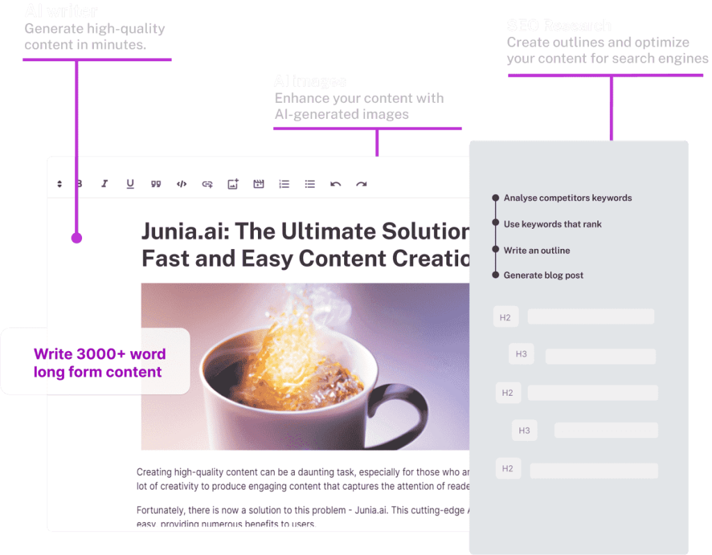 Junia AI website screenshot