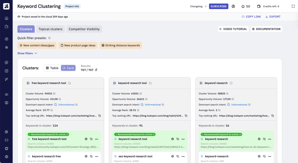 Keyword Insights website screenshot
