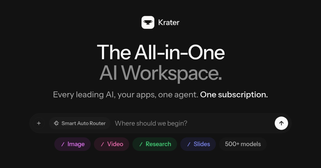 Krater website screenshot