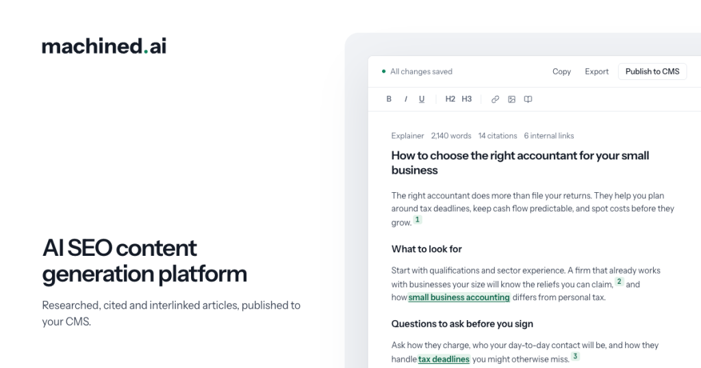 Machined.ai website screenshot