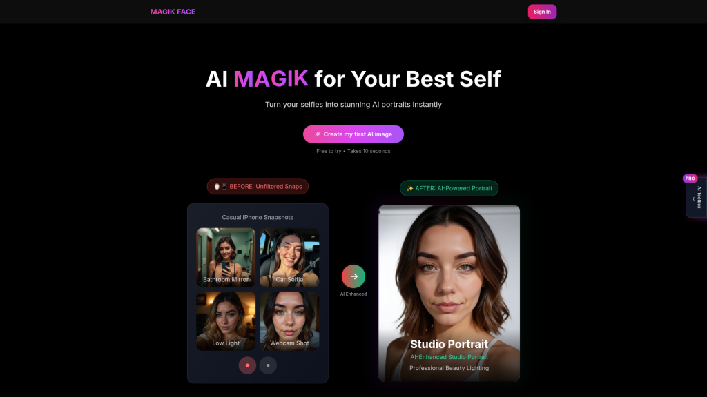 Magik Face website screenshot