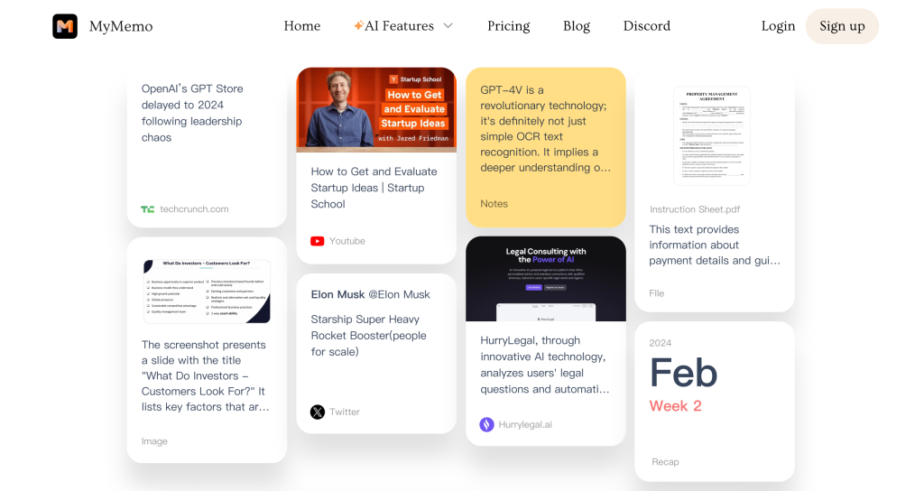 MyMemo website screenshot