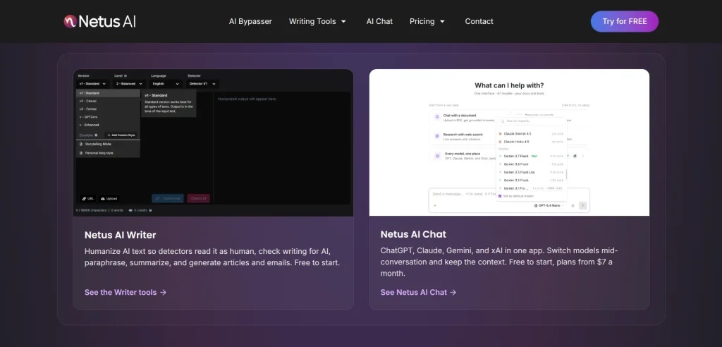 Netus AI website screenshot