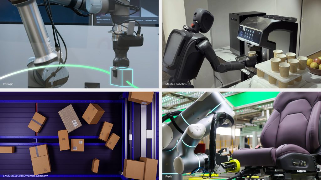 NVIDIA official Isaac ROS image showing industrial robot applications and a humanoid robot