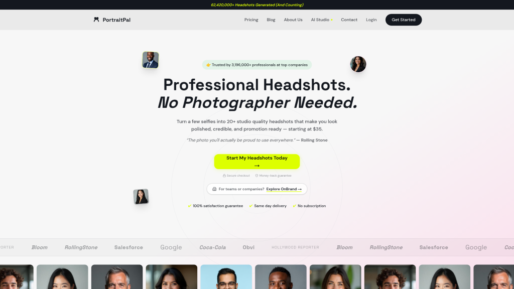 PortraitPal website screenshot
