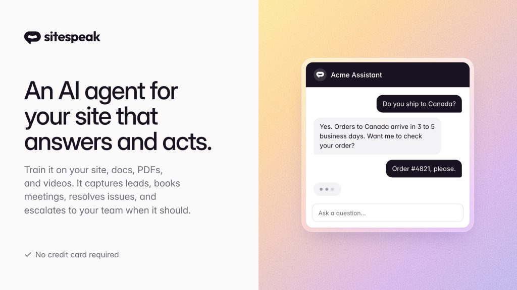 SiteSpeakAI website screenshot