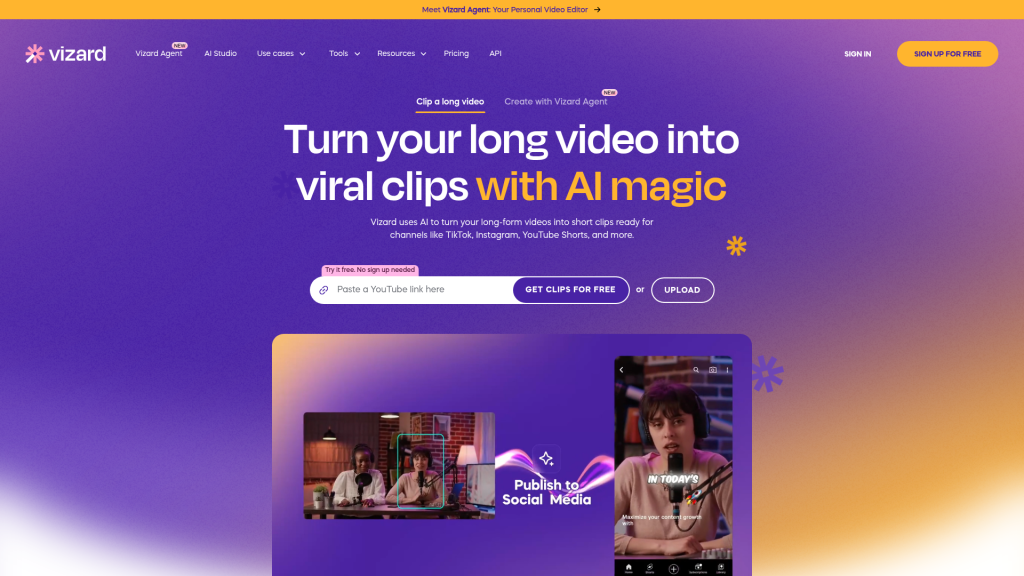 Vizard website screenshot